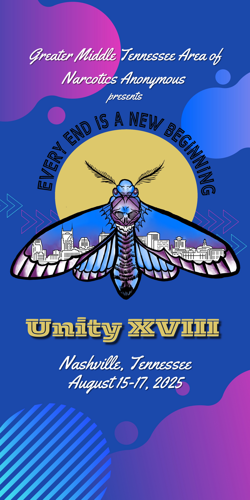 "Men's RAP Angel E.  &  Vindell B. LA" at "UNITY 18 - Nashville, TN" speaker tape from a Narcotics Anonymous event.